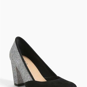 Torrid Black and Silver Block Heels